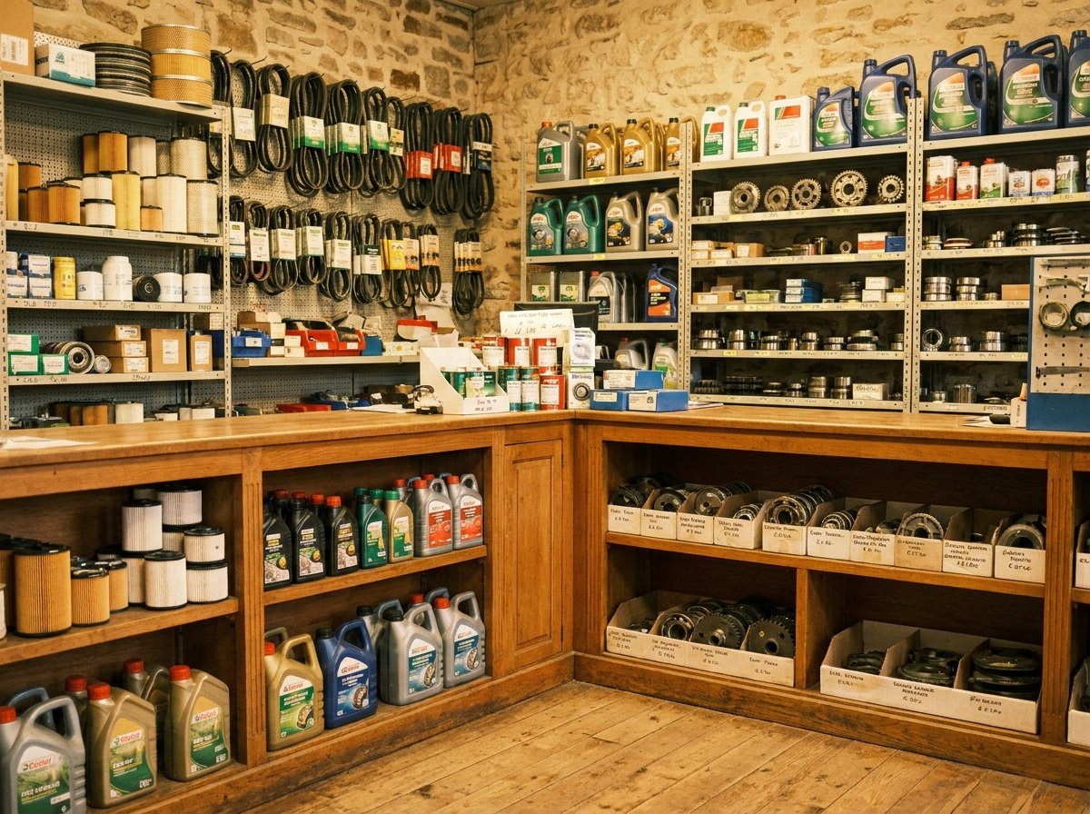 Comptoir et rayonnages de pièces détachées